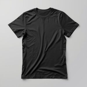 lucid origin create a high quality mockup of a black t shirt featuring a plain black crew nec 0