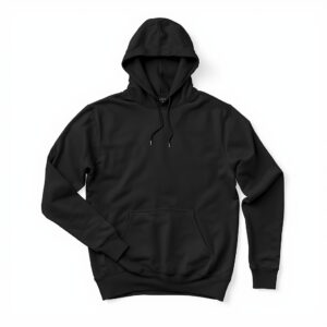 lucid origin create a high resolution image of a blank black hoodie on a plain white backgrou 0