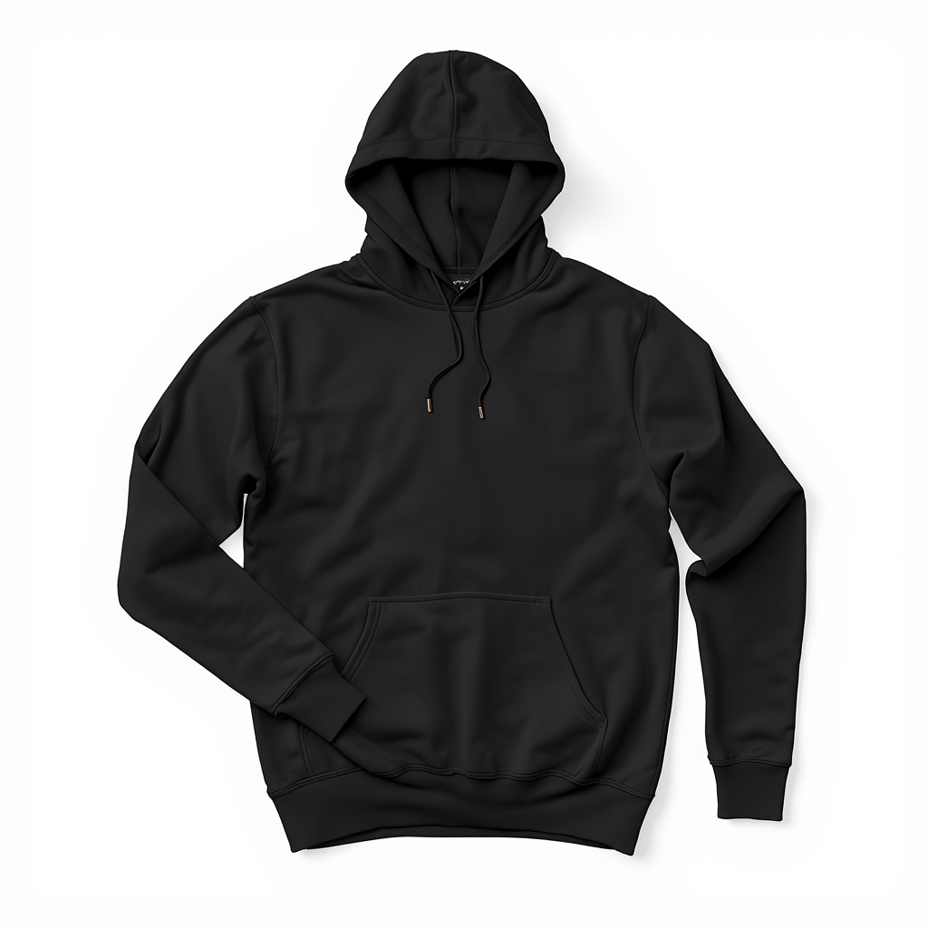 lucid origin create a high resolution image of a blank black hoodie on a plain white backgrou 0
